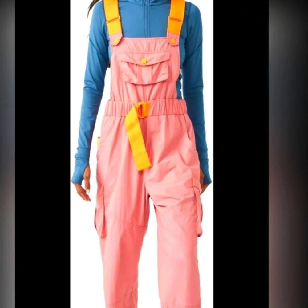 NWT free people pink and orange overalls - Picture 3 of 15